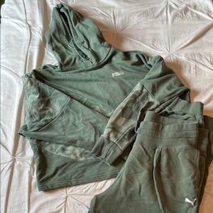Puma Olive Green Hoodie and Sweatpants